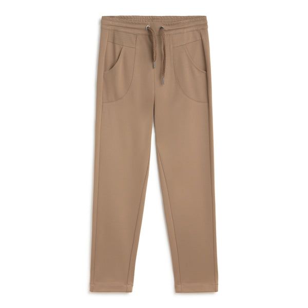 Andam camel drawstring trousers with tapered leg