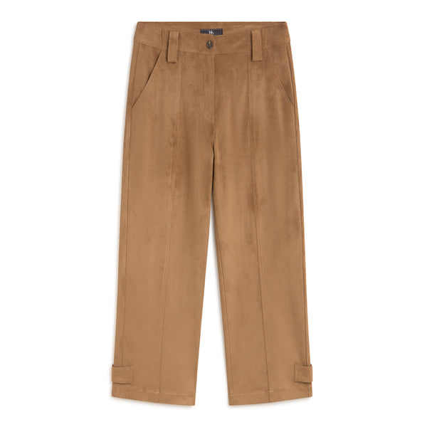 Andam camel suede-effect tailored pants front view