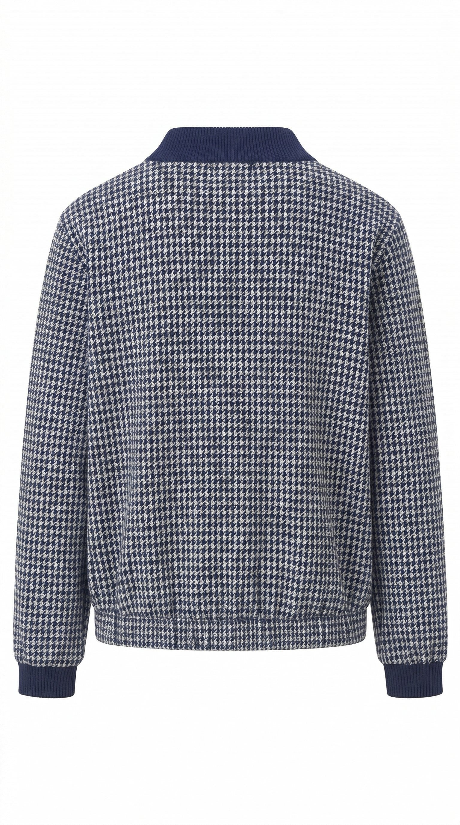 Andam classic jacket in checked navy blue back view