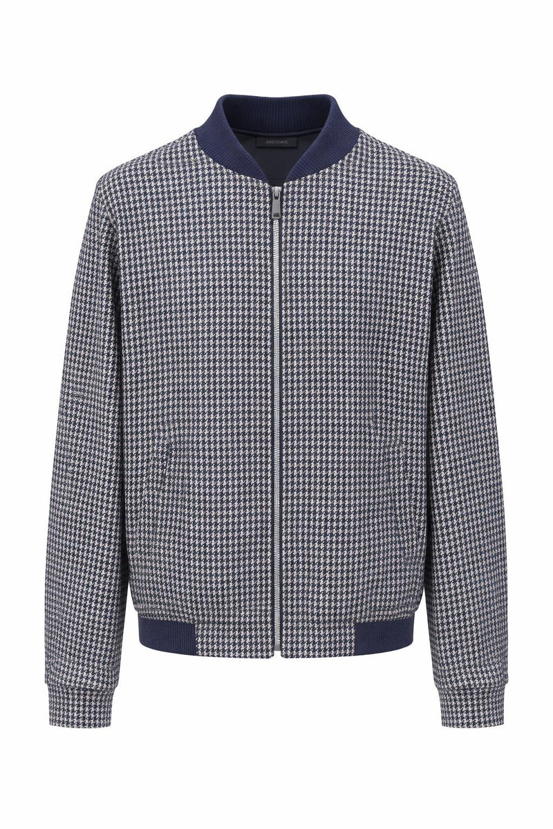 Andam classic jacket in checked navy blue front view