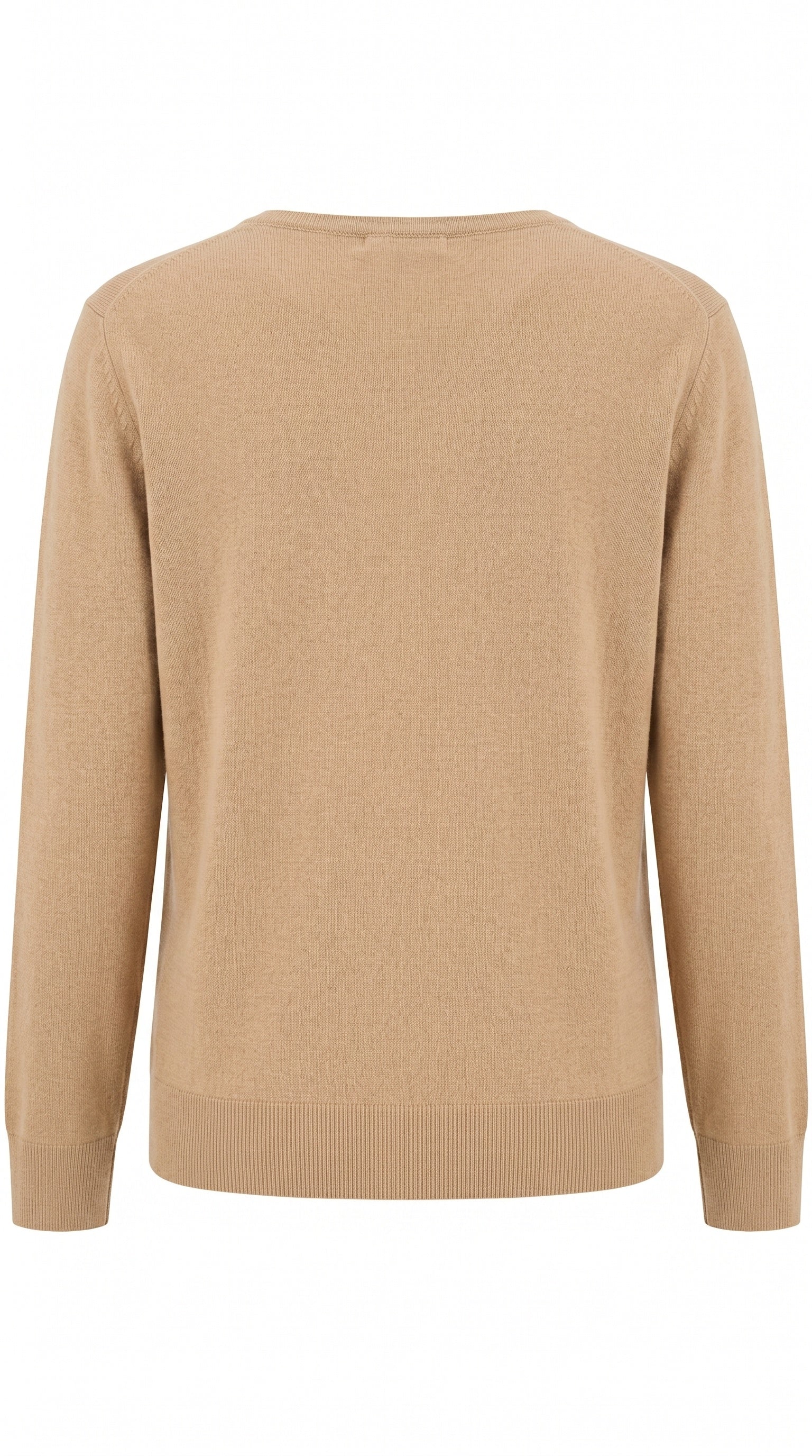 ANDAM camel fine knit jersey with V-neck and long sleeves
