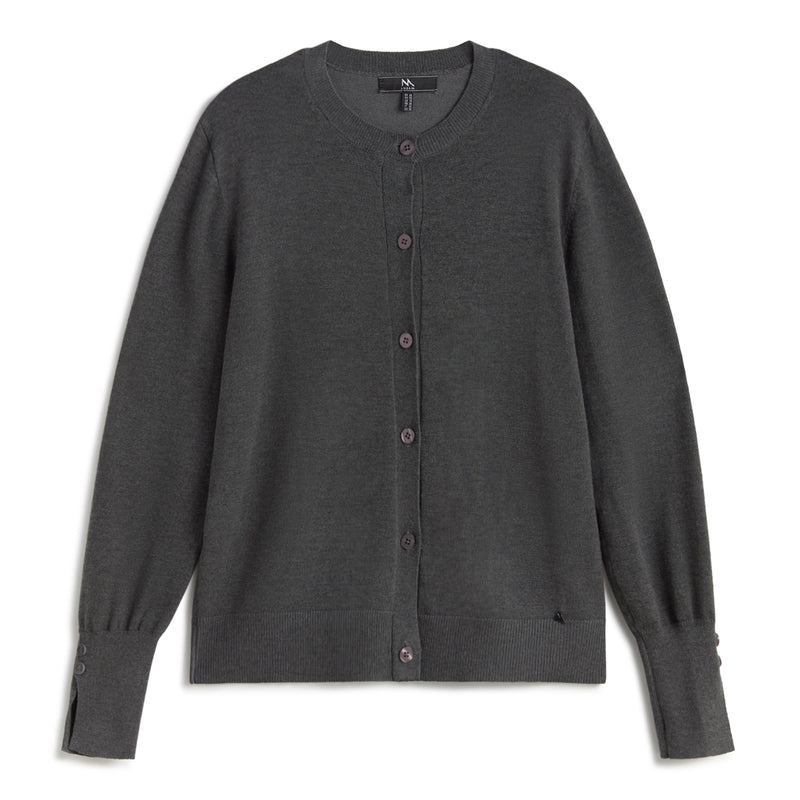 ANDAM soft grey knit cardigan with button front