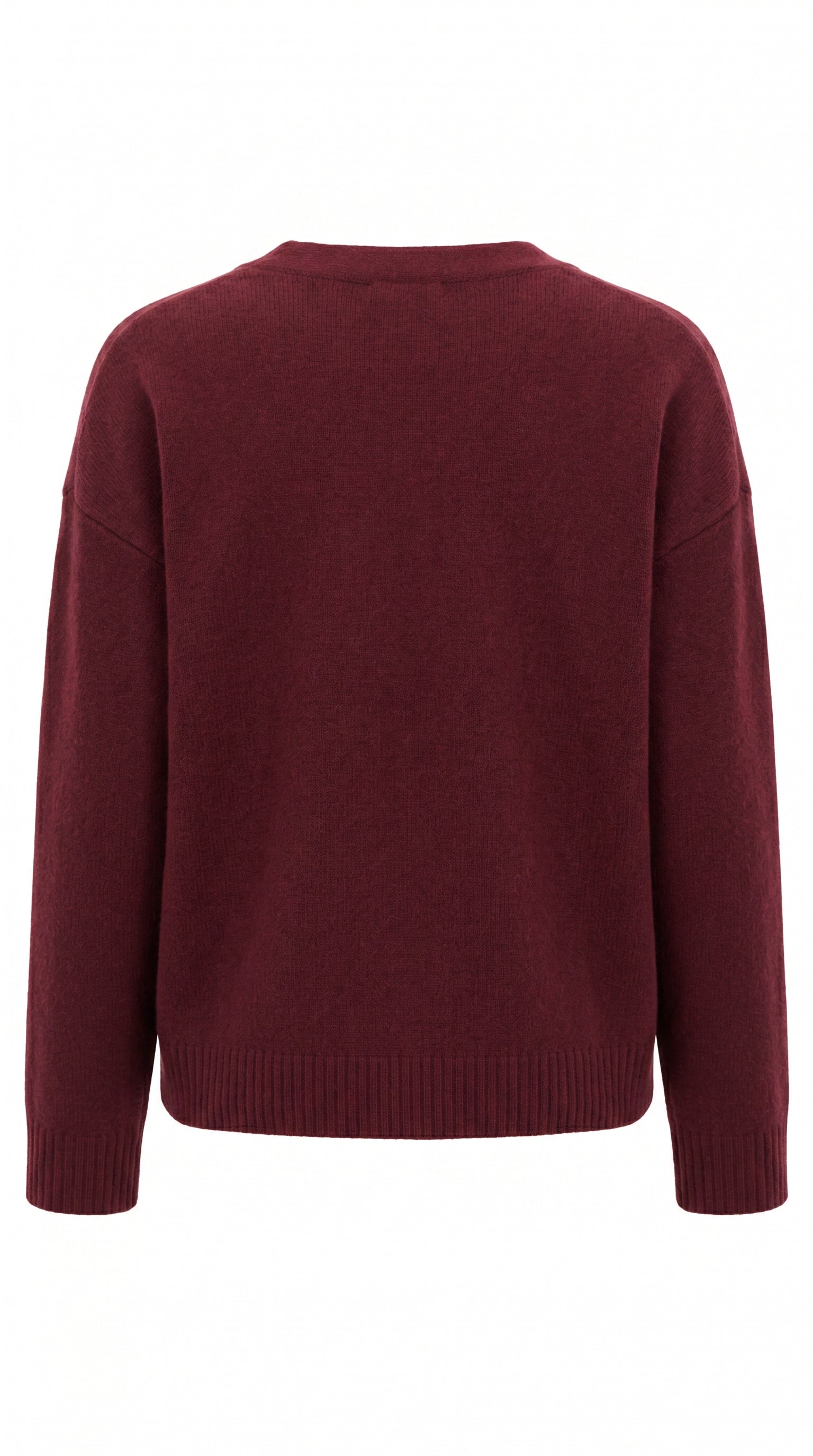 ANDAM soft knit cardigan in bordeaux with button front and relaxed fit
