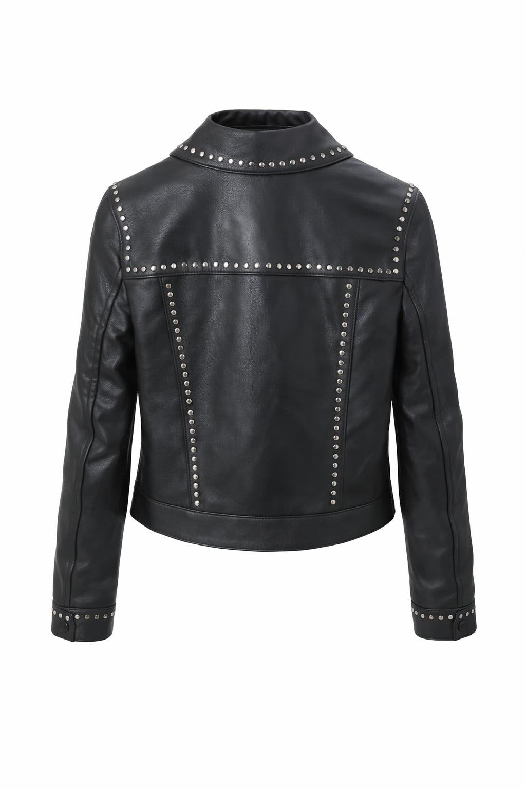 ANDAM black studded jacket with button front, collar and metallic detailing