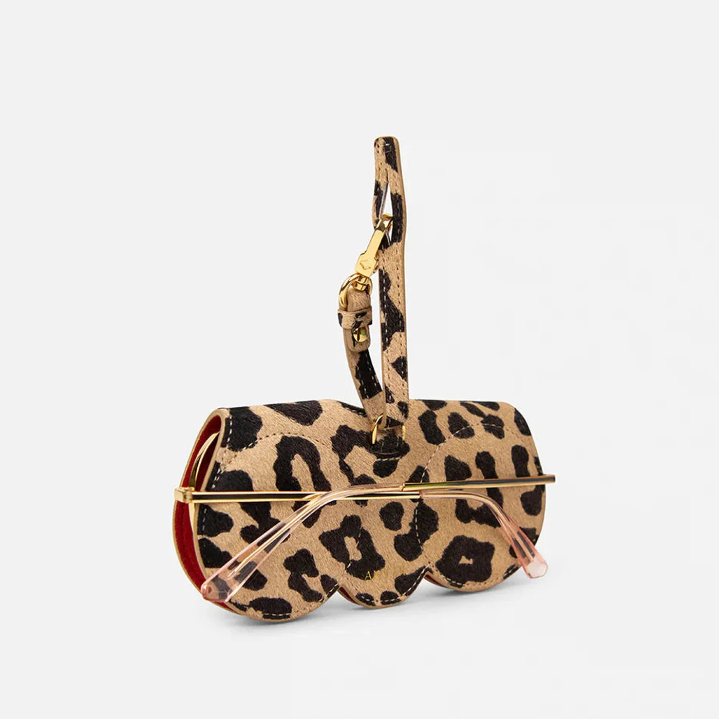 ANY DI Leo Fur Red SunCover sunglasses case with leopard-print finish
