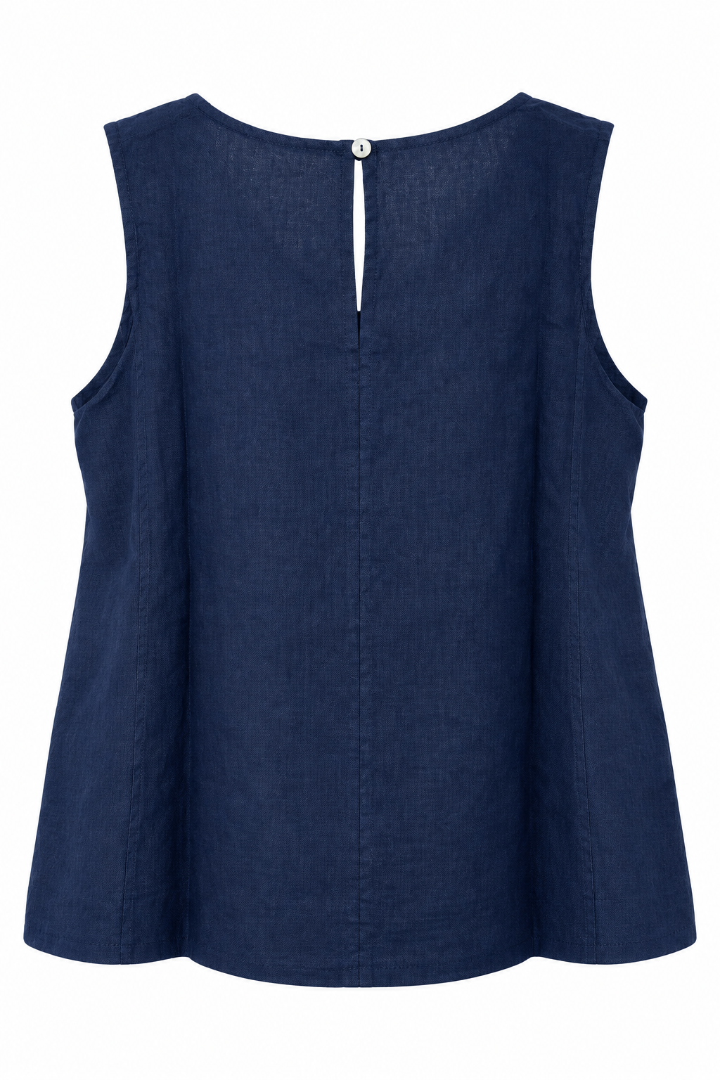 Gordon Smith Tilly Linen Cami in Navy, back view on hanger