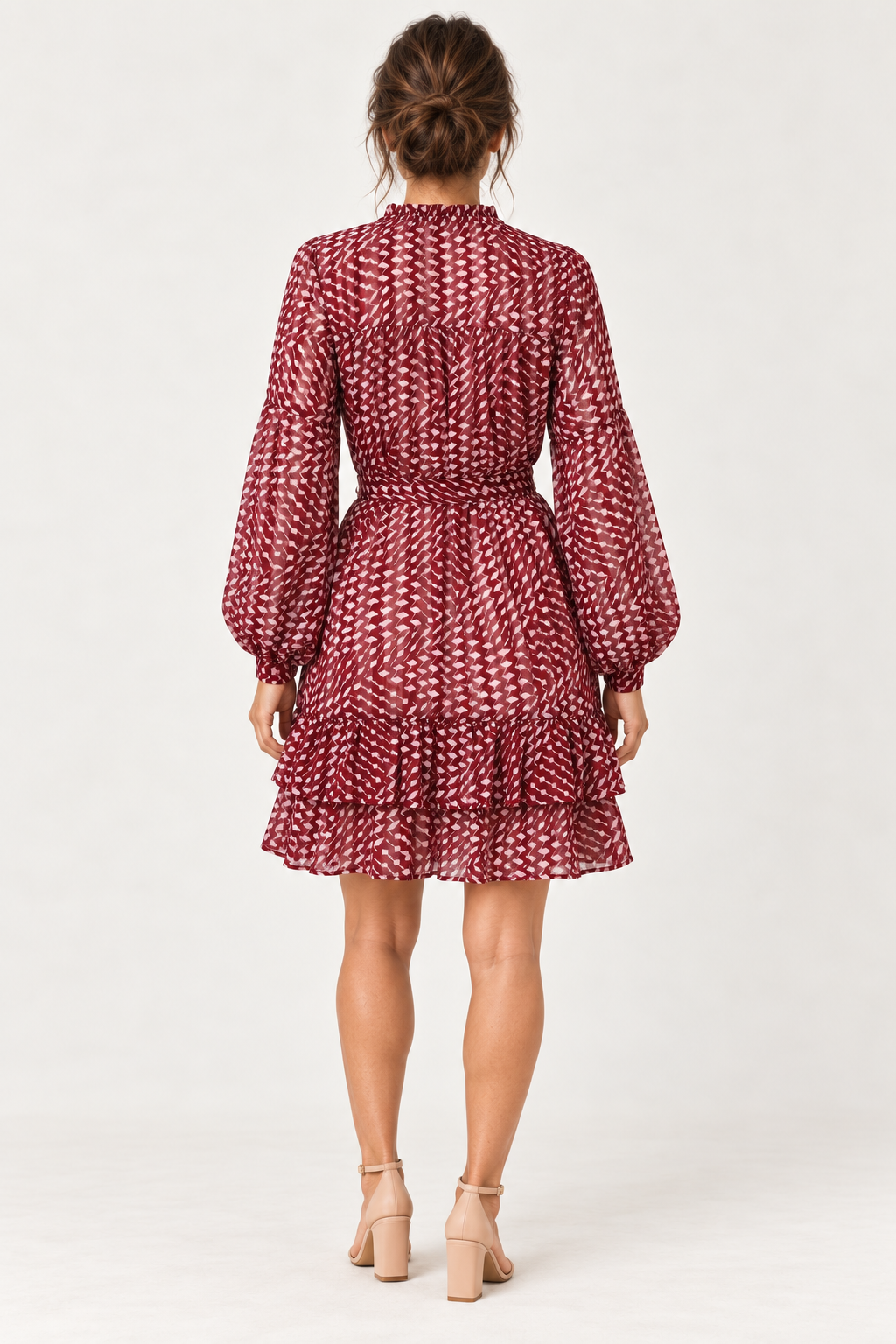 Smashed Lemon | Tiered Dress in Bordeaux & Baby Pink