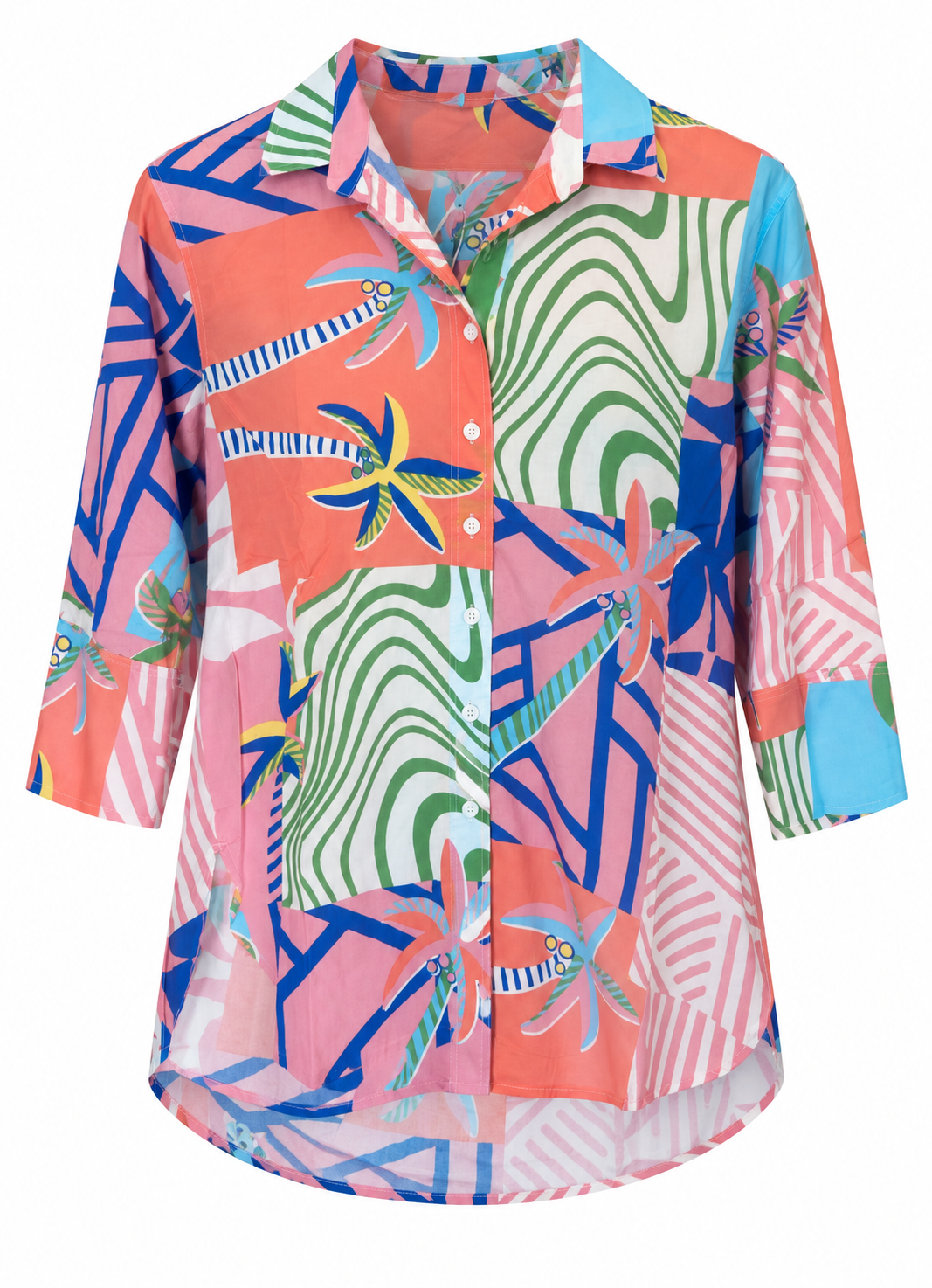 Threadz Urban Jungle Print Shirt in Musk Multi, front view