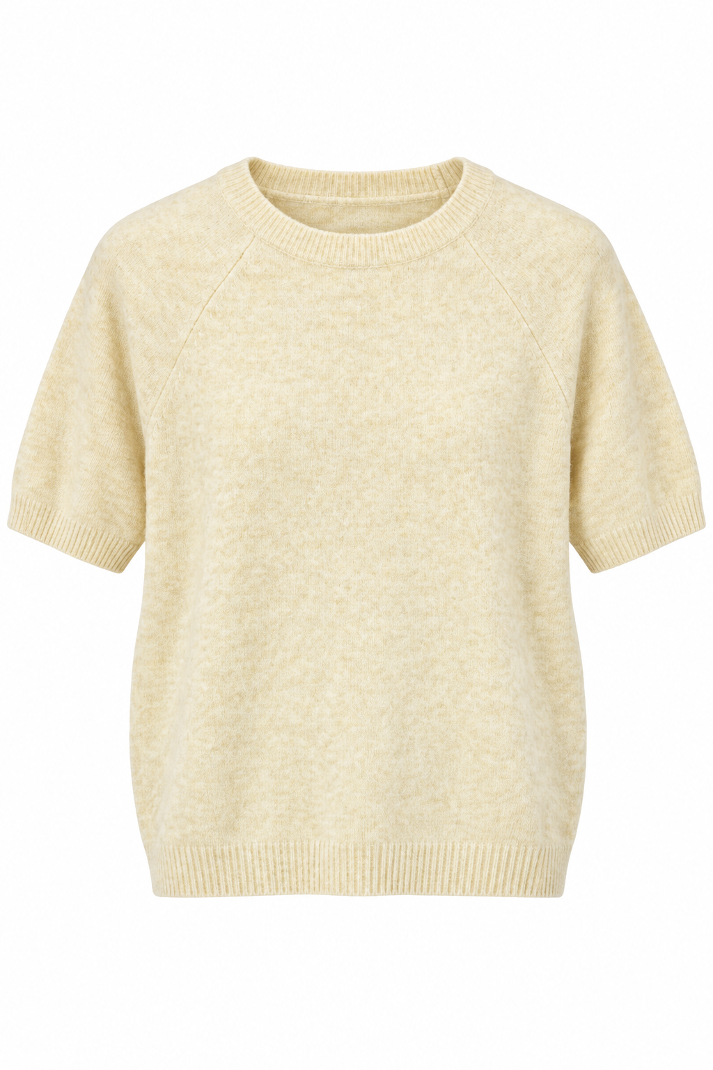 YAYA Raglan Short Sleeve Knit in Reed Yellow Melange, product front