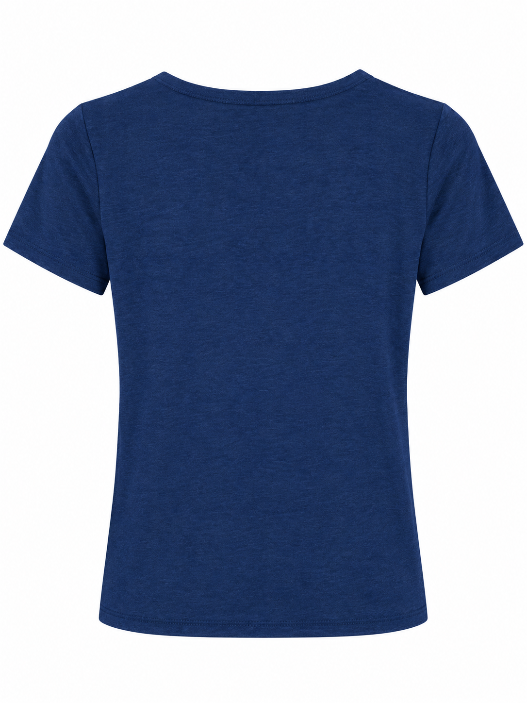 YAYA Round Neck Short Sleeve T-Shirt in Navy Blazer Melange, back view #Colour_Navy Blazer Melange