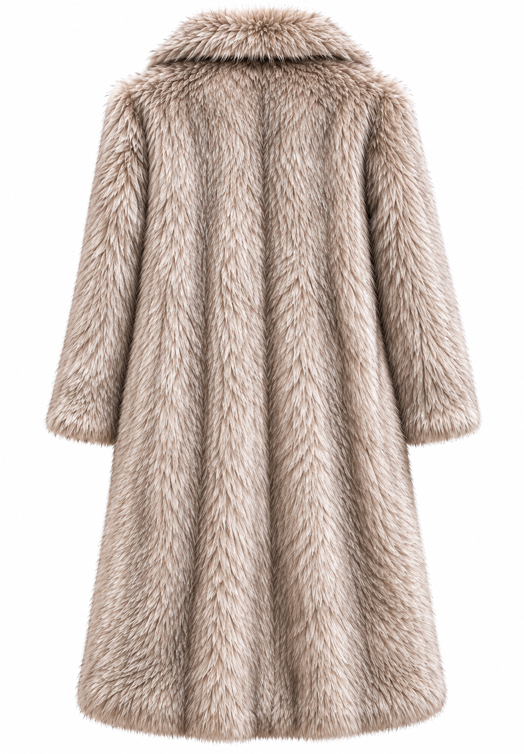 Brave & True taupe fleck faux fur long coat