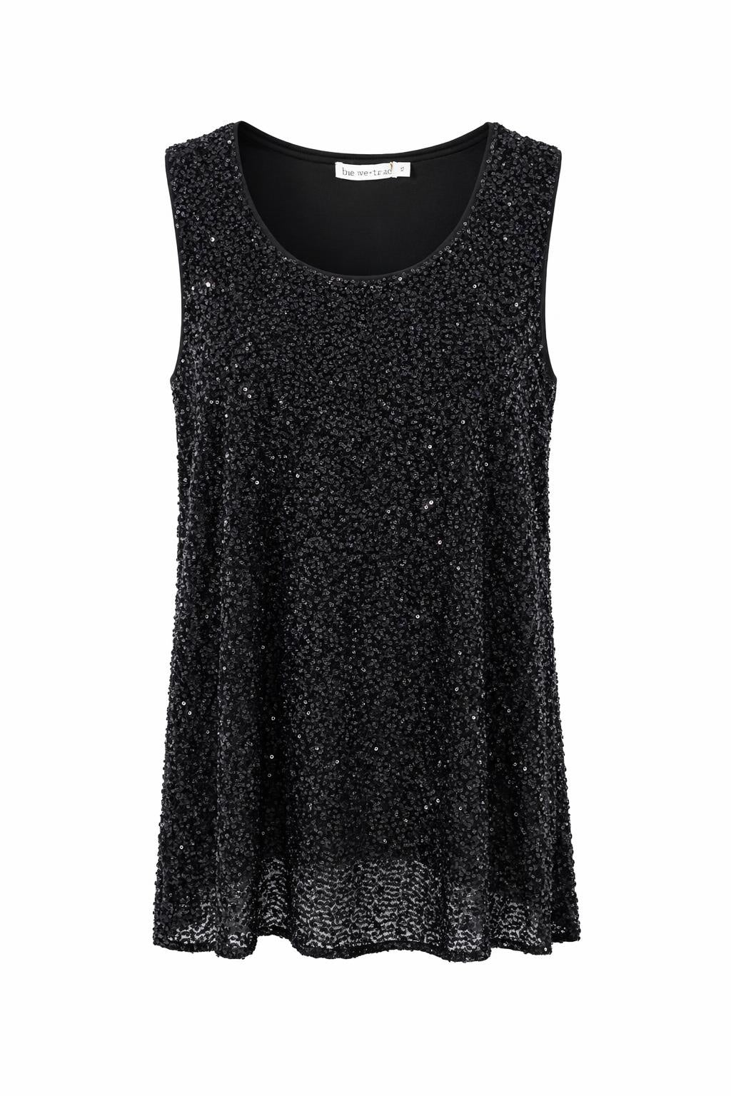Brave + True black sequin top product front view