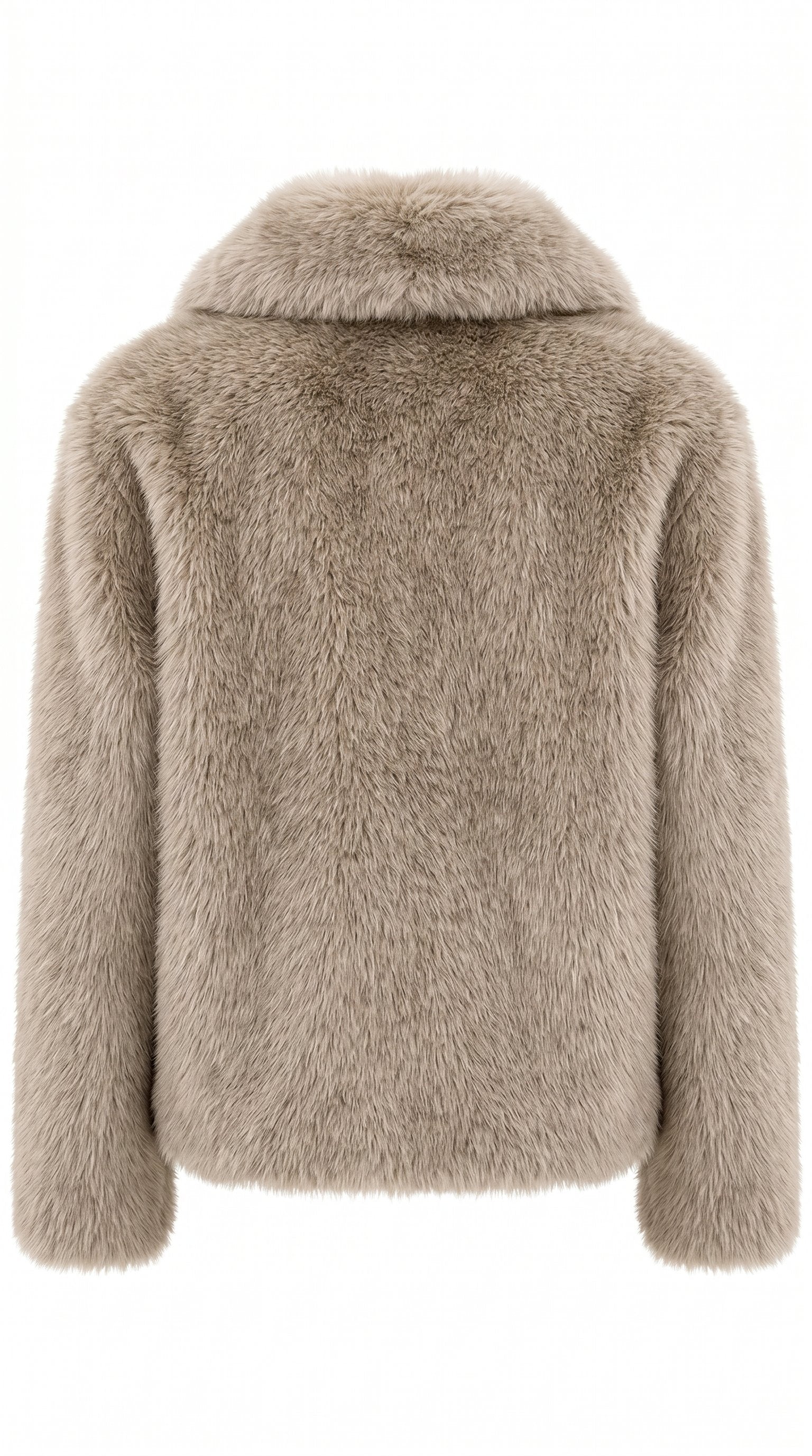 Brave + True taupe fleck faux fur jacket with oversized collar