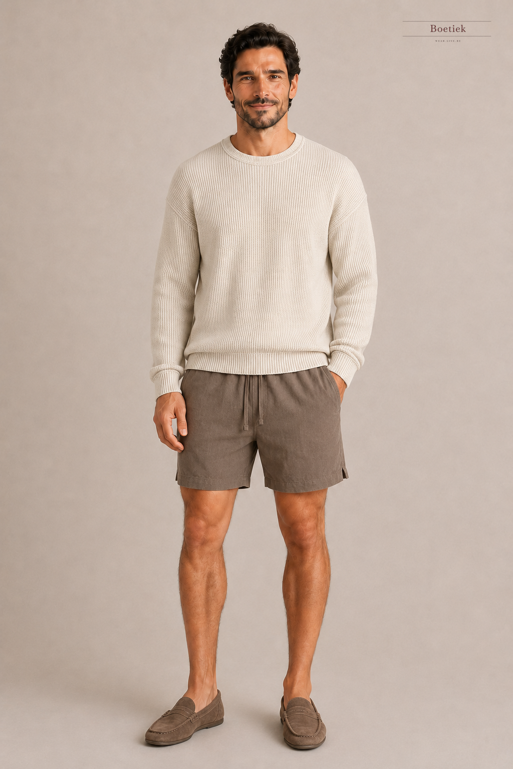 Chaos & Calm | Cotton Crinkle Shorts in Taupe