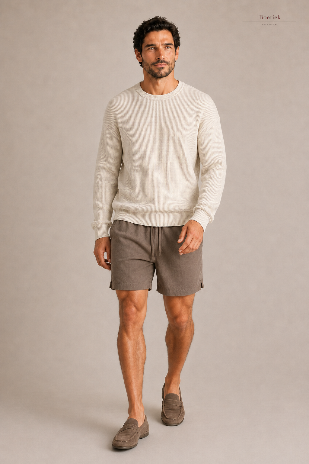 Chaos & Calm | Cotton Crinkle Shorts in Taupe