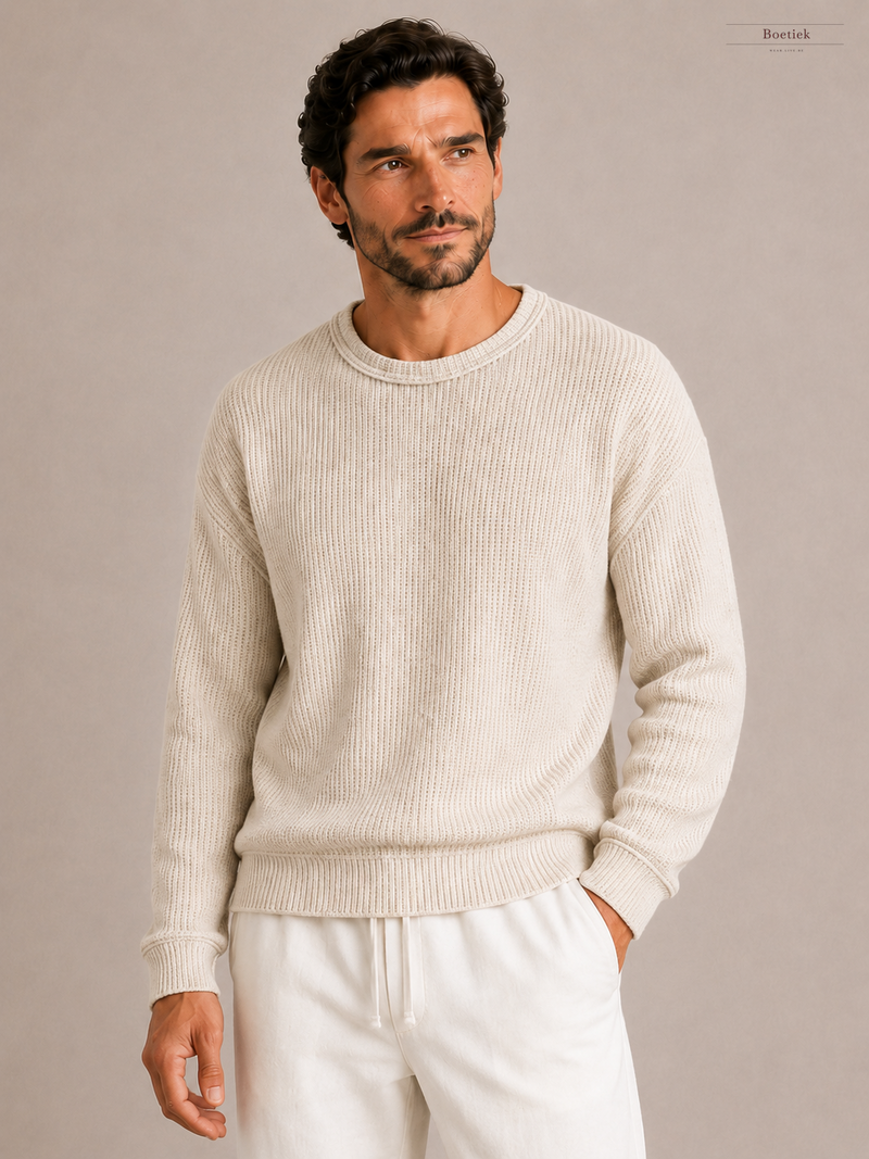 Chaos & Calm | Fishermans Rib Crew Sweater in Oat