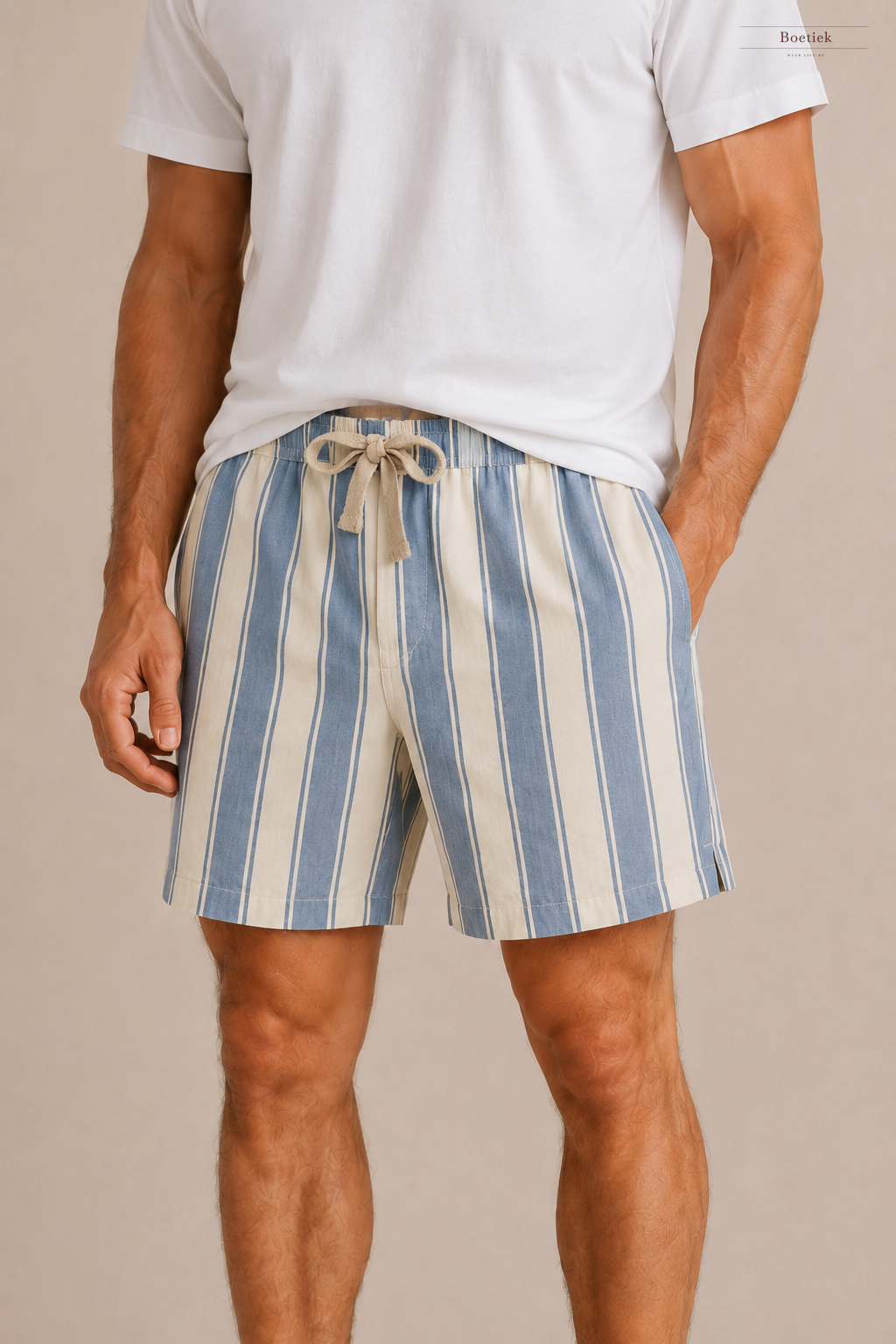 Chaos & Calm | Cotton Shorts in Beach Stripe