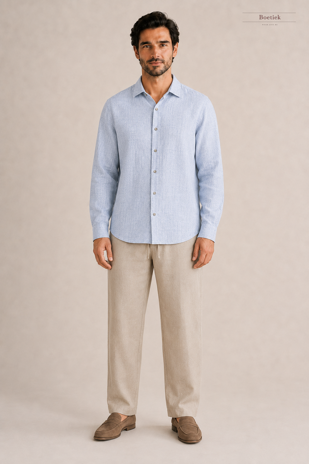 Chaos & Calm | Linen Regular Shirt in Storm Blue