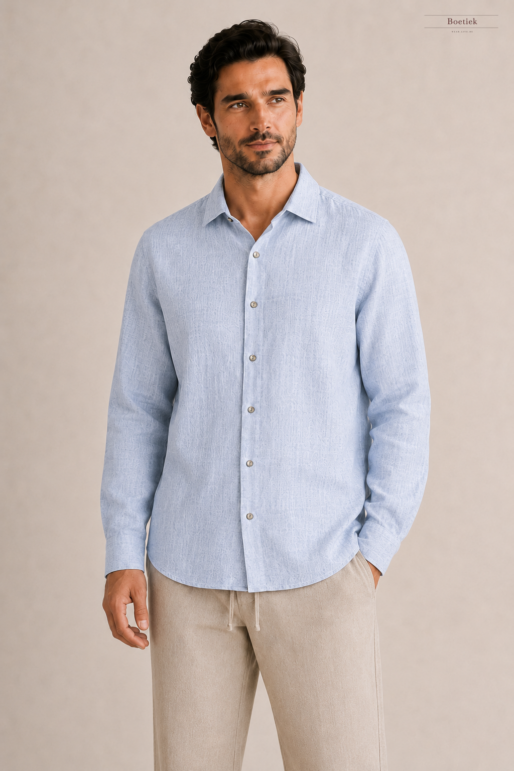 Chaos & Calm | Linen Regular Shirt in Storm Blue