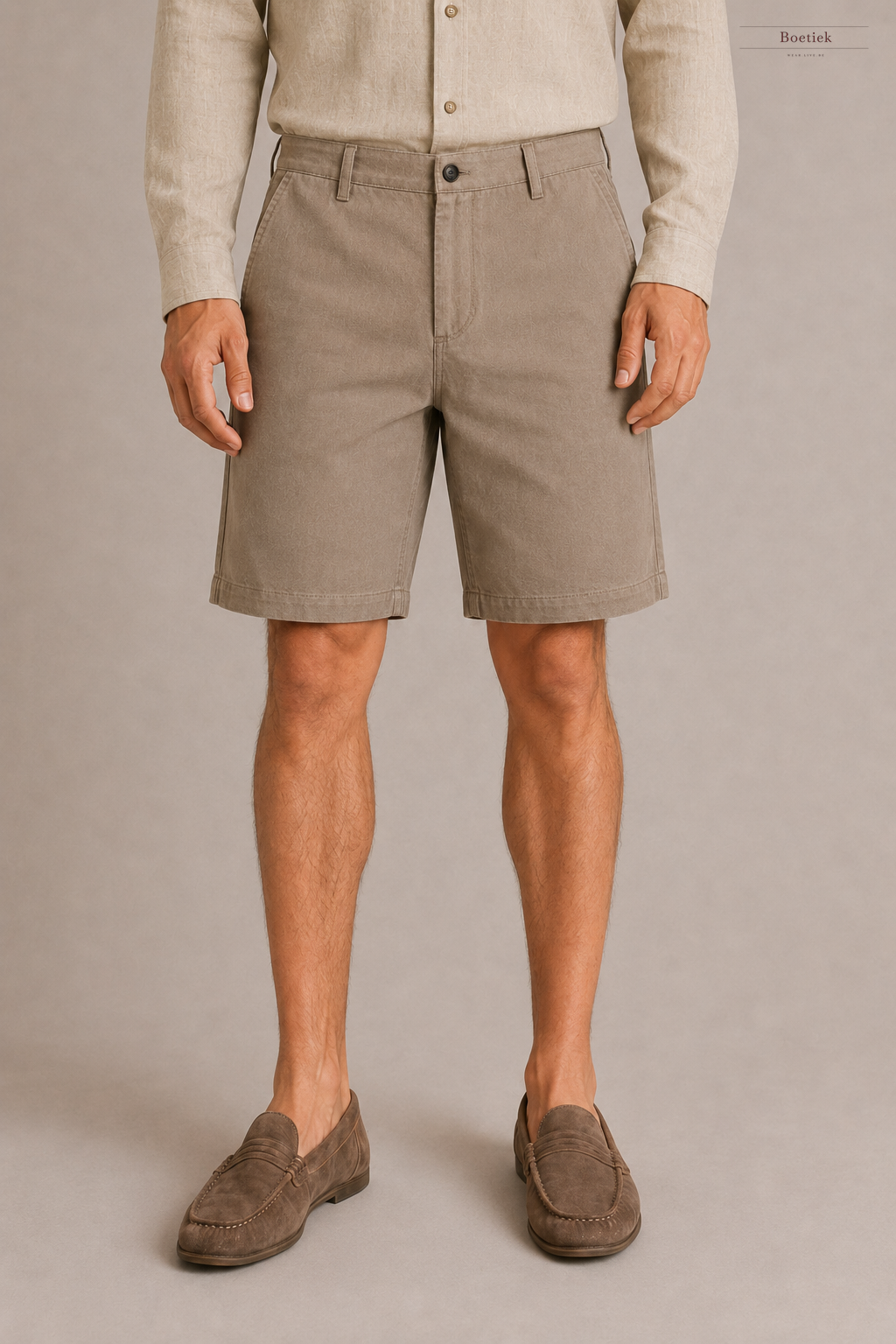 Chaos & Calm | Linen Twill Bermuda Shorts in Clay