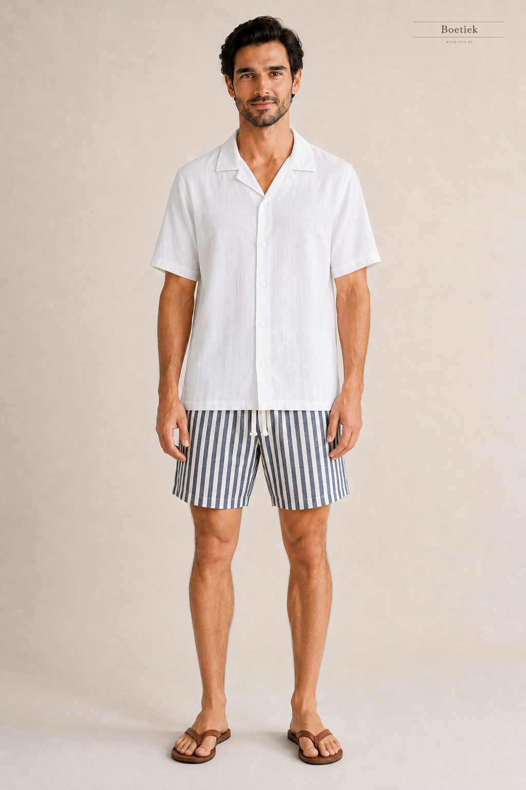 Chaos & Calm | Linen Cotton Shorts in Cabana Stripe