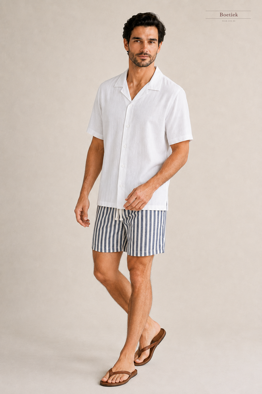 Chaos & Calm | Linen Cotton Shorts in Cabana Stripe