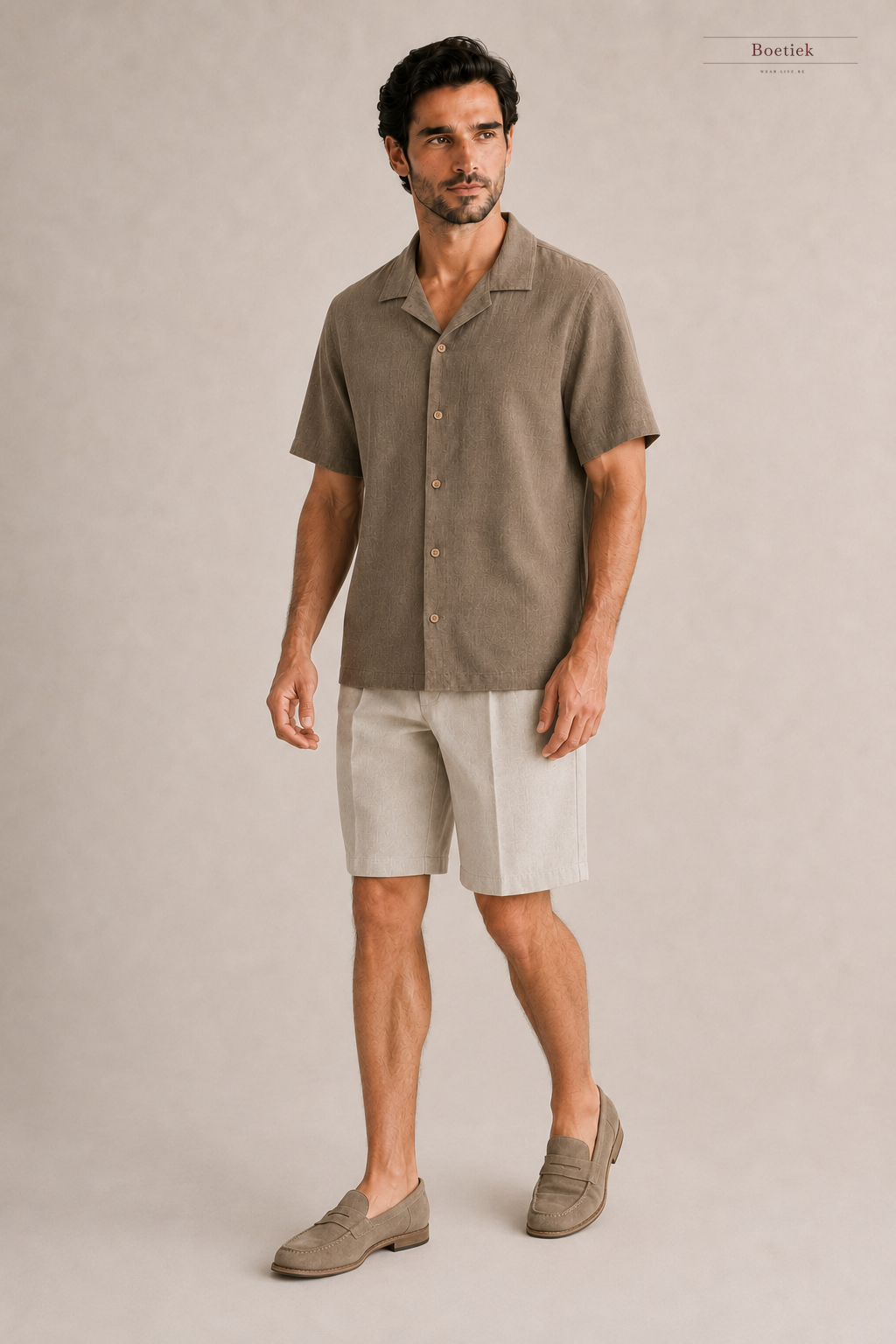 Chaos & Calm | Linen Viscose Shirt in Taupe