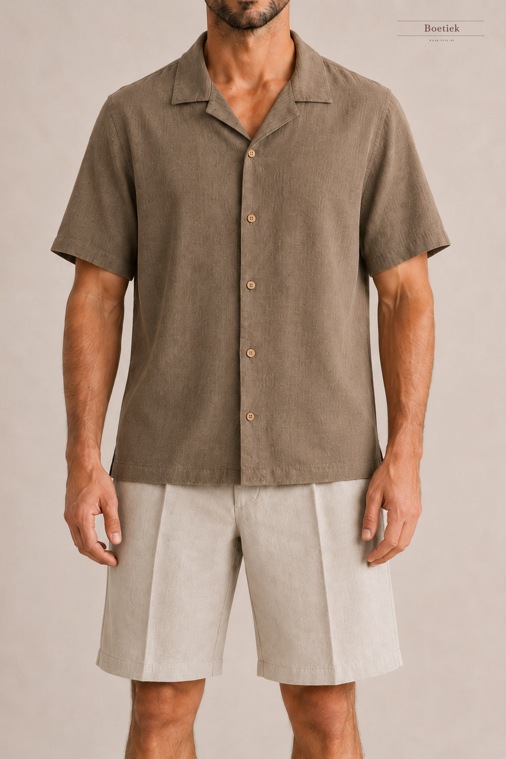 Chaos & Calm | Linen Viscose Shirt in Taupe