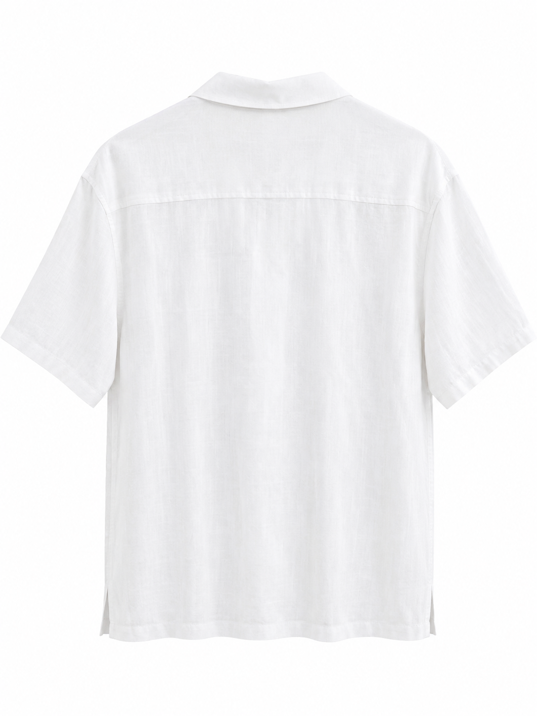 Chaos & Calm Linen Viscose White Shirt back view with relaxed short-sleeve silhouette