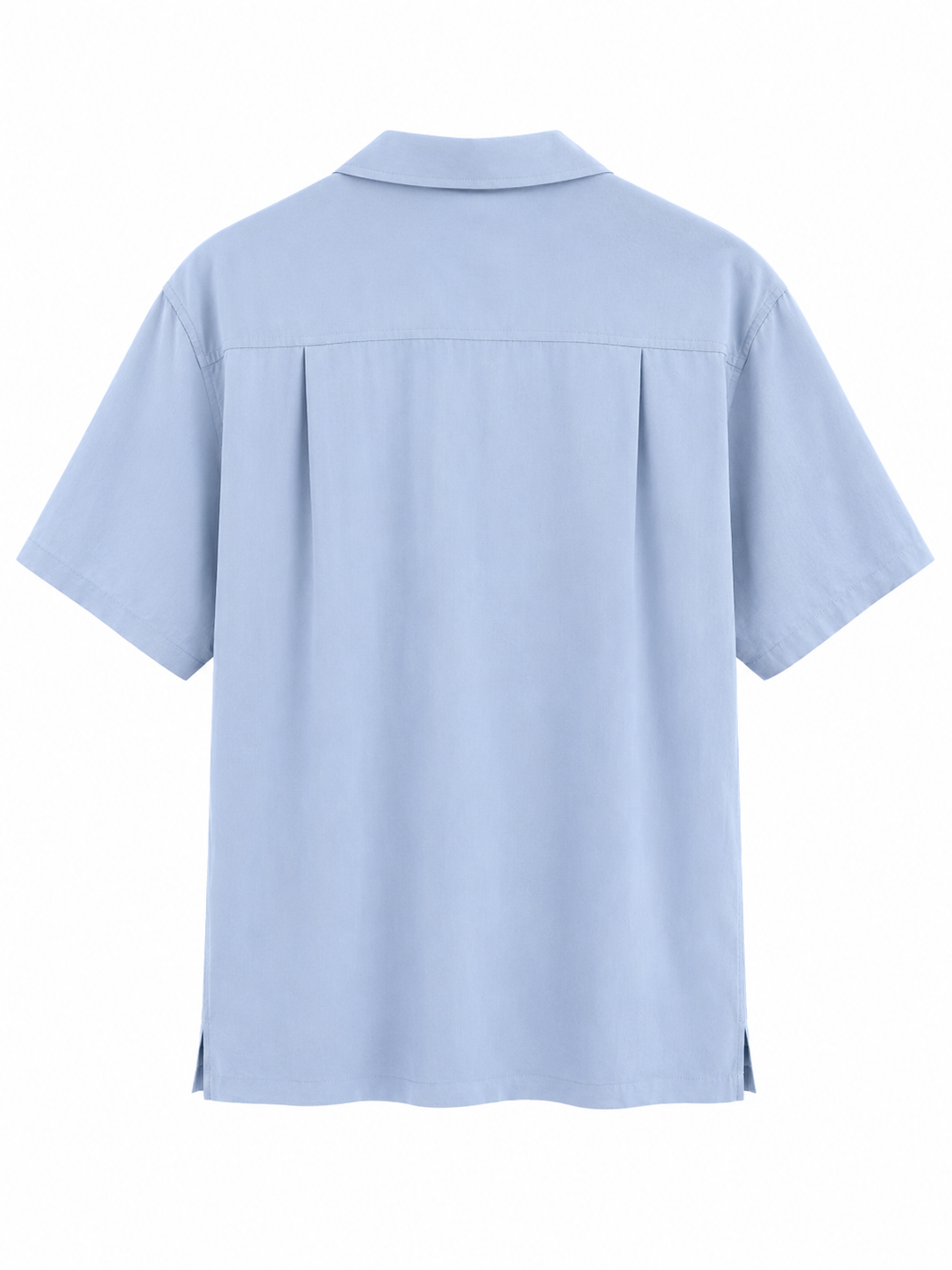 Chaos & Calm Tencel Chambray Shirt back view in blue