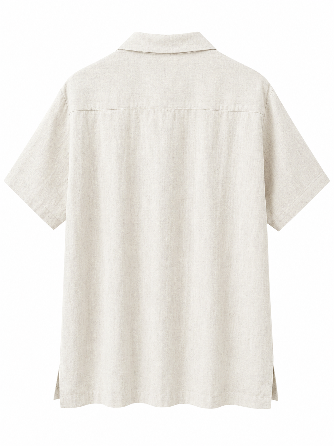 Chaos & Calm Tencel Linen H/Bone Bone Shirt back view with relaxed short-sleeve silhouette