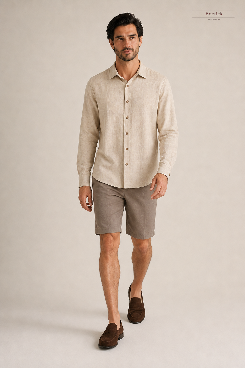 Chaos & Calm | Linen Twill Bermuda Shorts in Clay