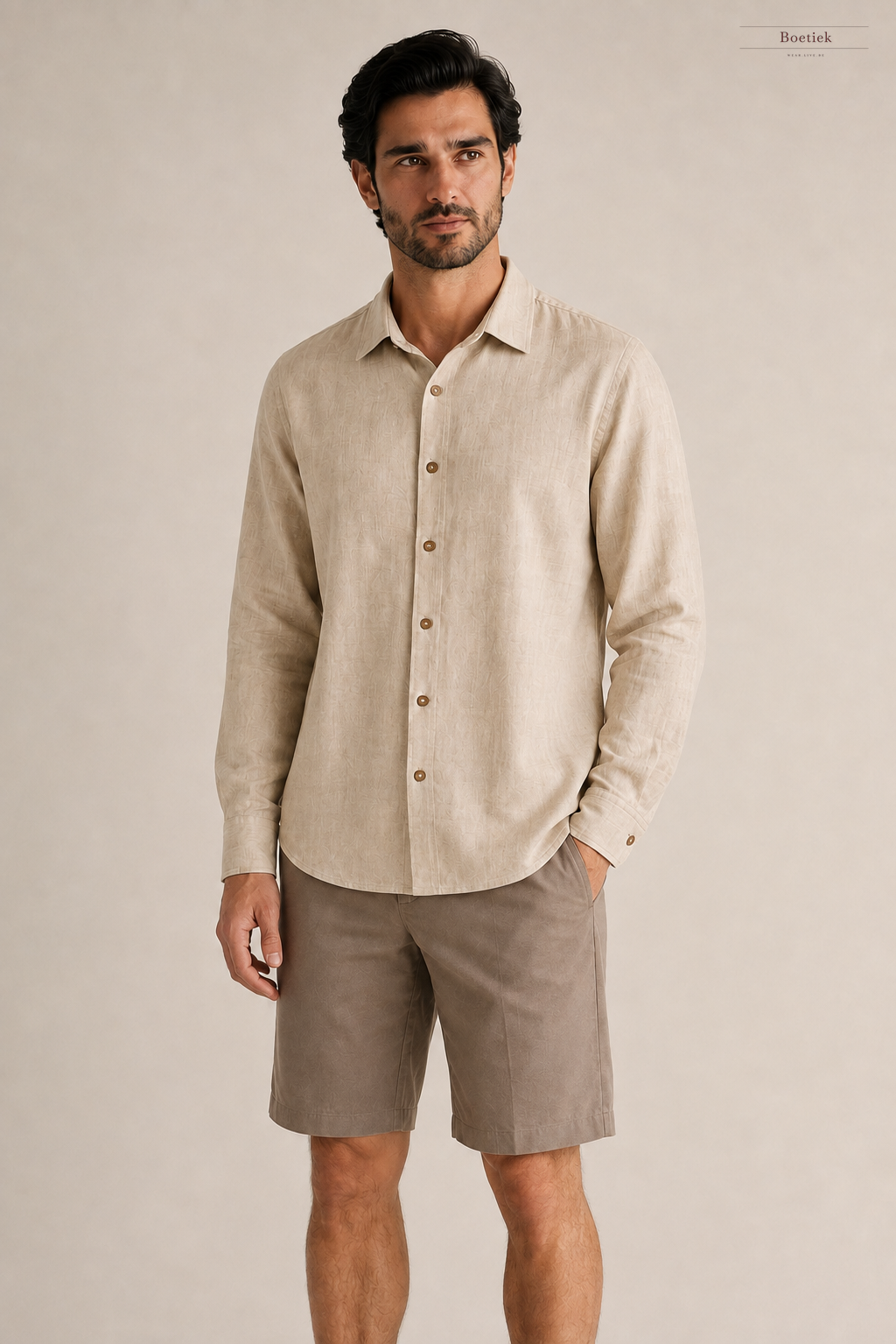 Chaos & Calm | Linen Twill Bermuda Shorts in Clay