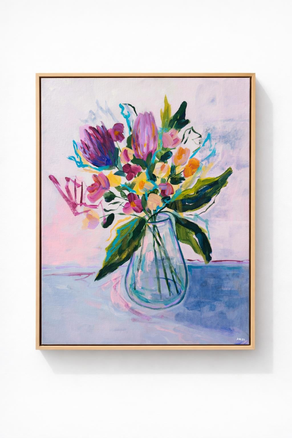 Blush of Peach | Acrylic on Canvas Framed in Kiaat | 386 x 481mm | Kristi Marié