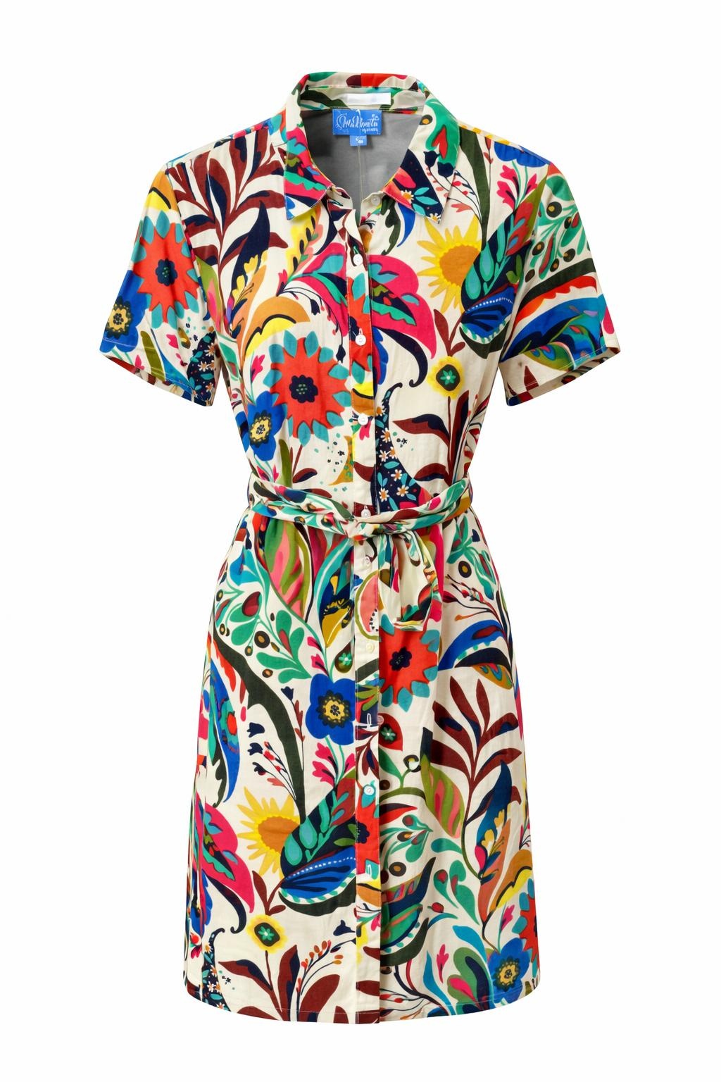Isla Bonita | Printed Shirt Dress in Orange Multi