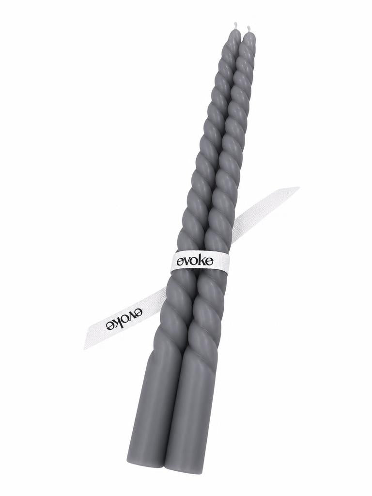 Evoke by Tanika grey twisted candle set of 2 with sculptural design