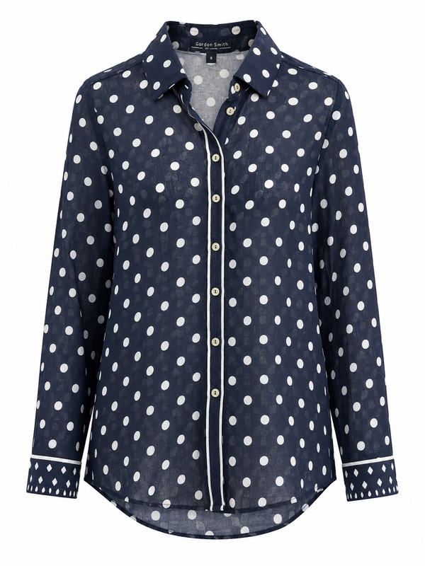 Gordon Smith navy spot print button-through shirt