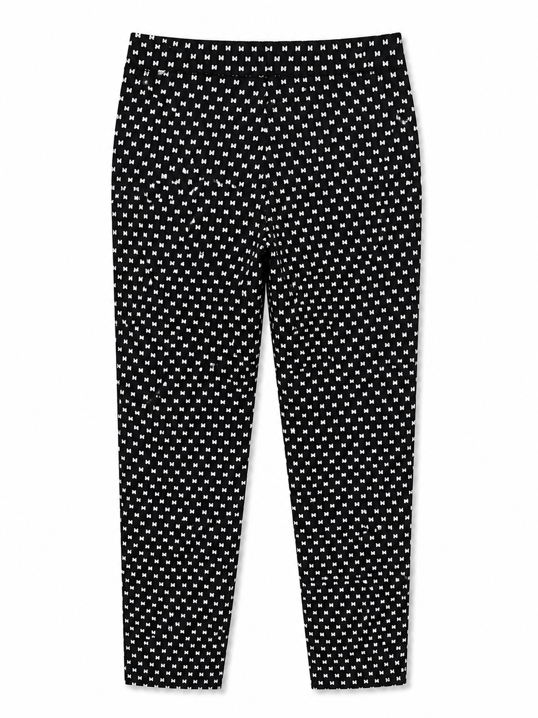 Gordon Smith Bow Tie Print Pant in black featuring an all-over white bow tie pattern and slim tapered leg silhouette.