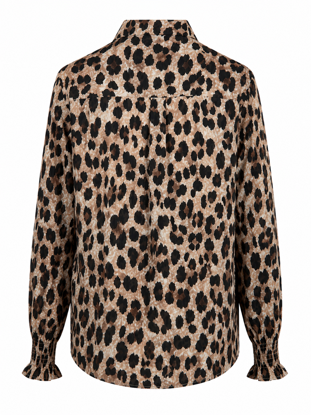 Gordon Smith cheetah print long sleeve shirt with shirred cuffs