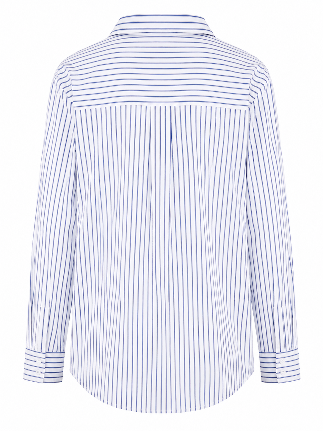Back view of the Gordon Smith Heritage Stripe Shirt in Blue White featuring a relaxed fit and classic blue stripe design.