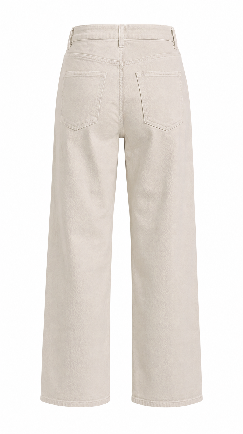 Back view of the Gordon Smith Hudson Jeans in off-white with a wide-leg silhouette and classic back pockets.