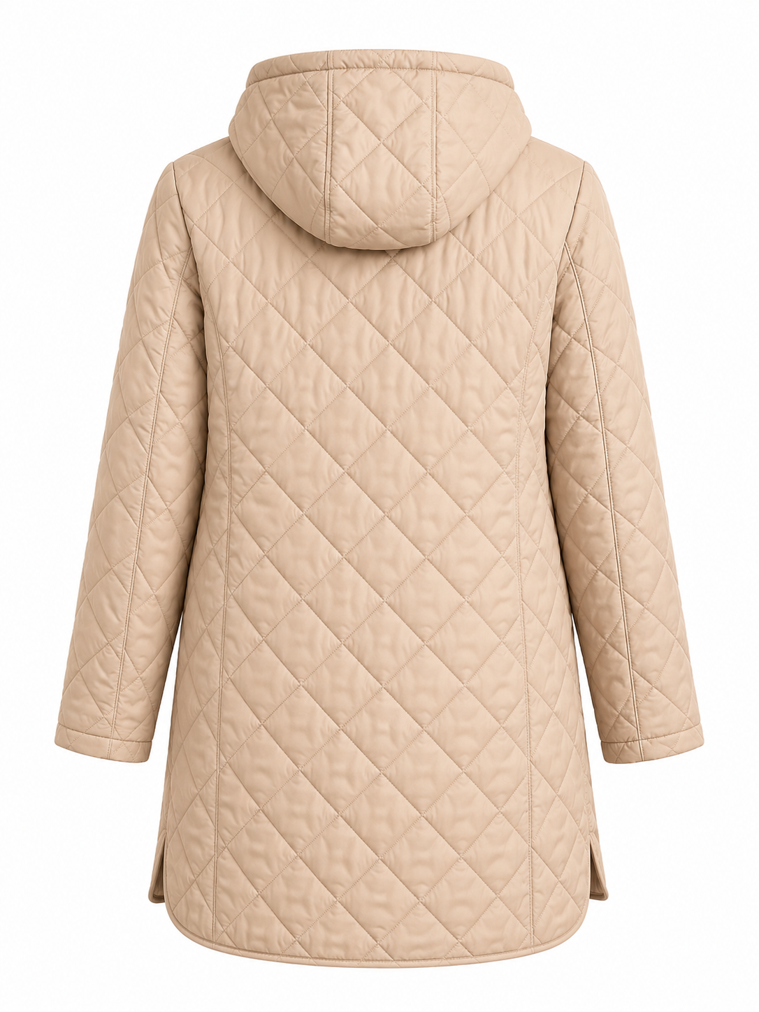 Gordon Smith beige quilted hooded jacket with patch pockets