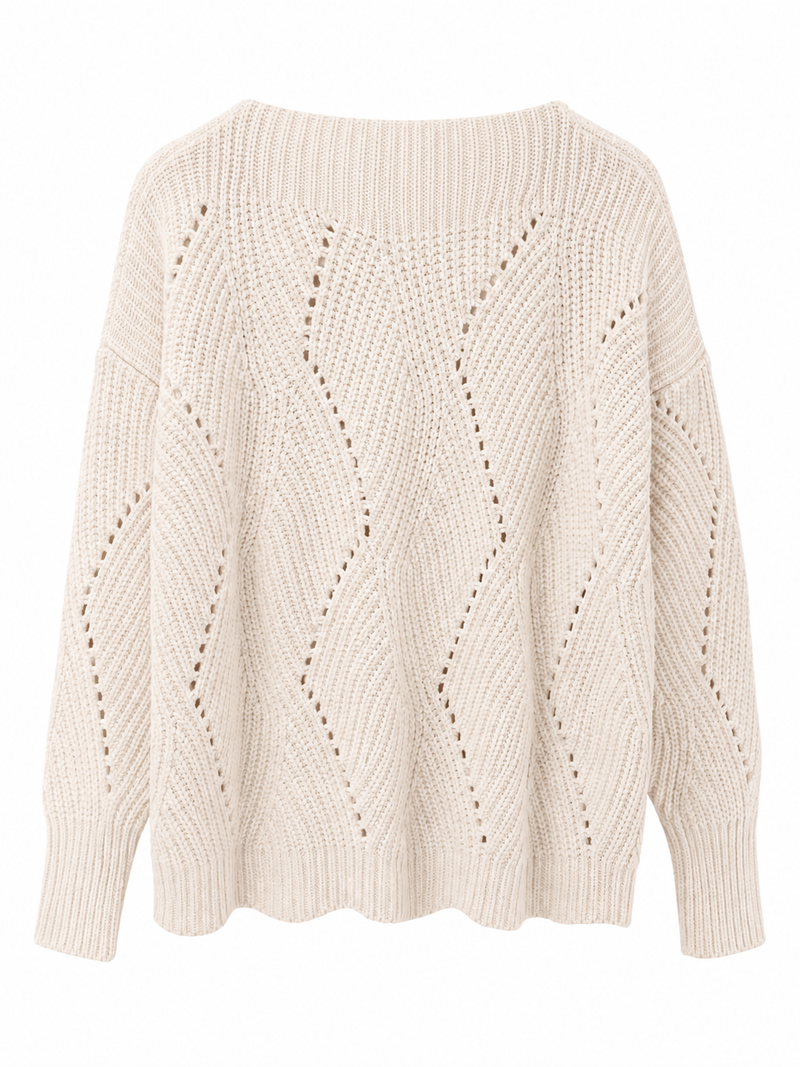 Gordon Smith Tenille Knit in ivory featuring a textured pointelle knit design, relaxed fit silhouette and ribbed trims.