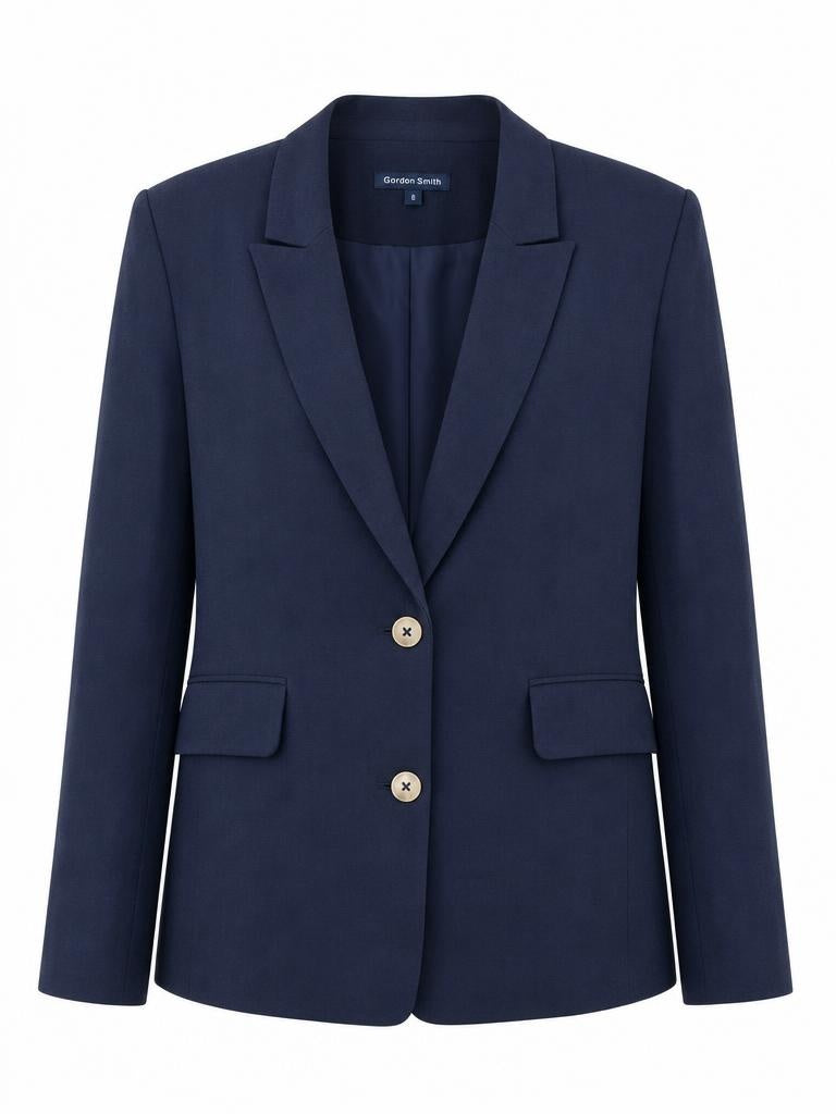 Gordon Smith navy tailored blazer with contrast buttons and flap pockets