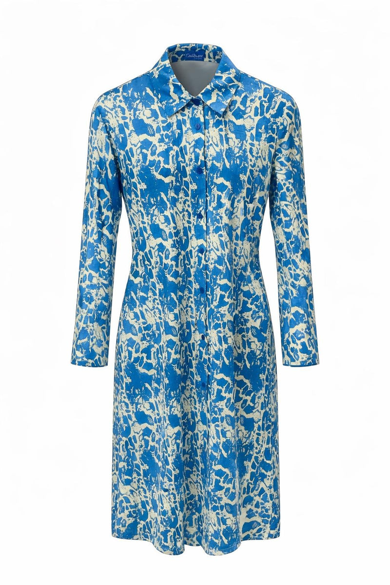 Isla Bonita teal shirt dress front view