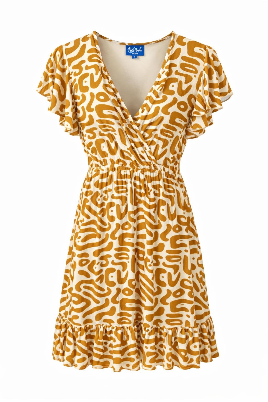 Isla Bonita short dress in mousse and cream front view