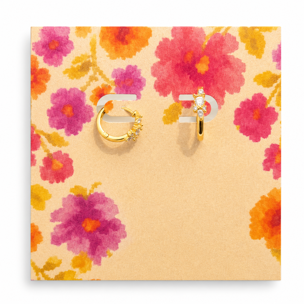 Jimnojean gold crystal growing huggie earrings