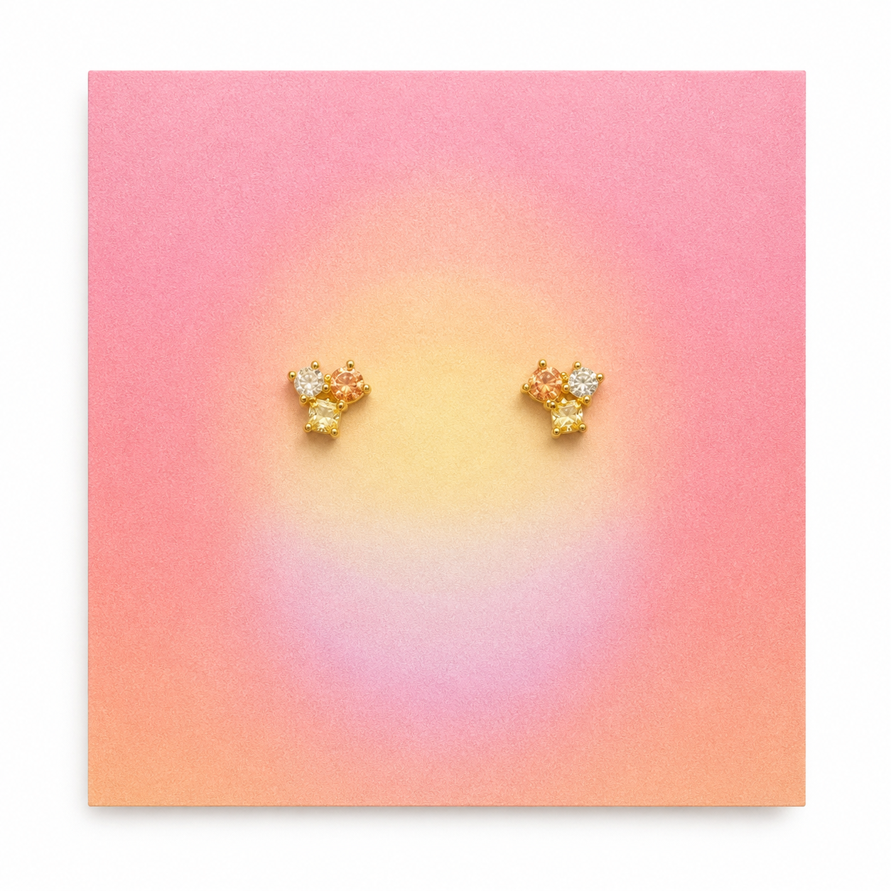 Jimnojean gold peach and crystal stud earrings