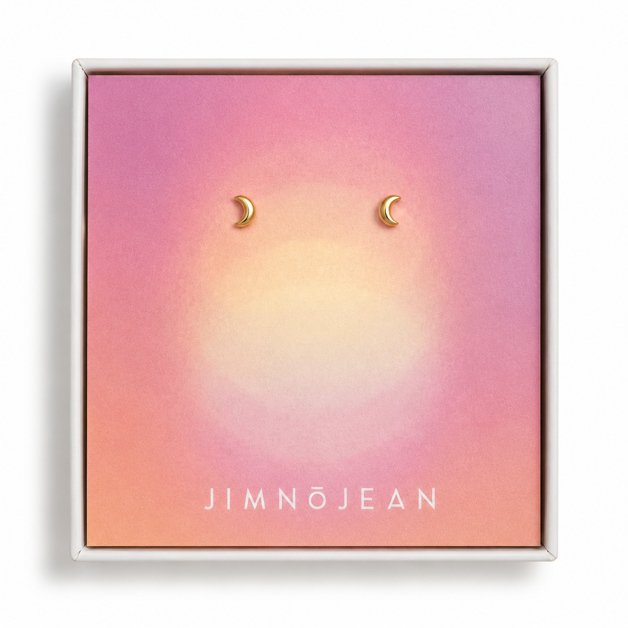 Jimnojean tiny gold crescent moon stud earrings