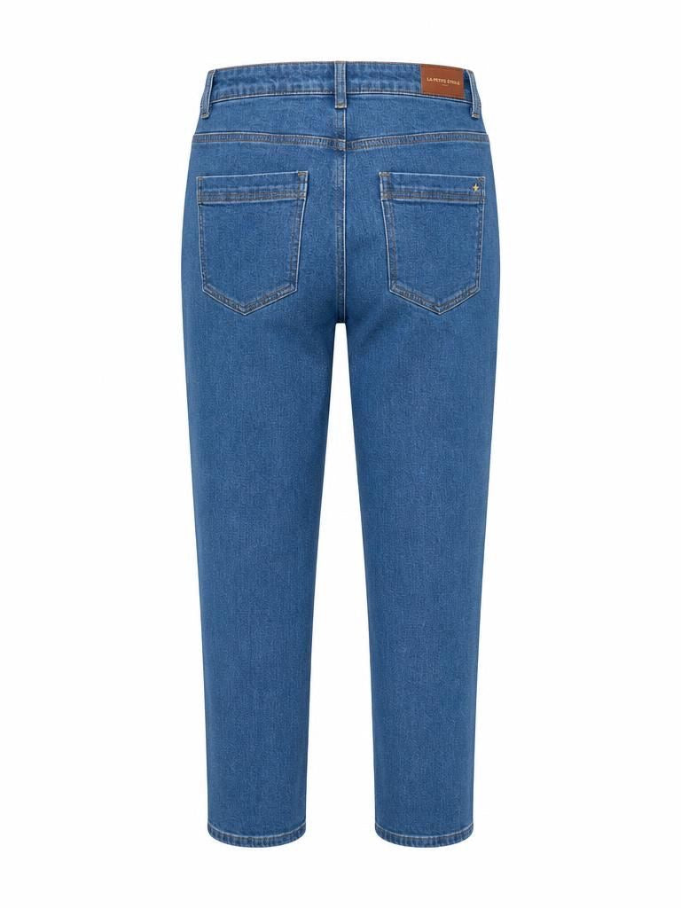 La Petit Étoile medium stone straight leg jeans with classic five-pocket design